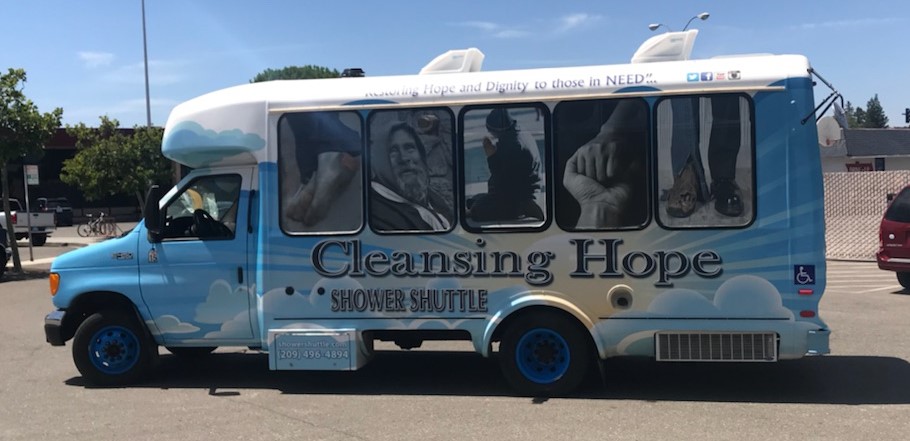 Bus Advertising Wrap for Cleansing Hope Shower Shuttle